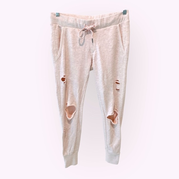 NSF Women's Distress Tapered Leg Jogger Sweatpants Pant Pink Size Small - Picture 1 of 6
